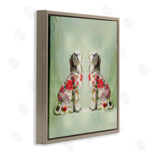 Stupell Industries Lil' Rue | Floral Daubed Dog Pair
