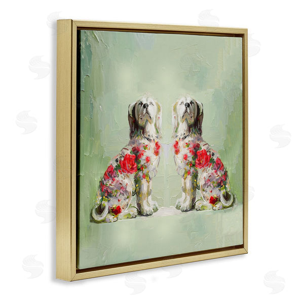 Stupell Industries Lil' Rue | Floral Daubed Dog Pair
