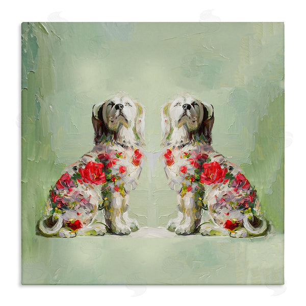 stupell industries Lil' Rue | Floral Daubed Dog Pair