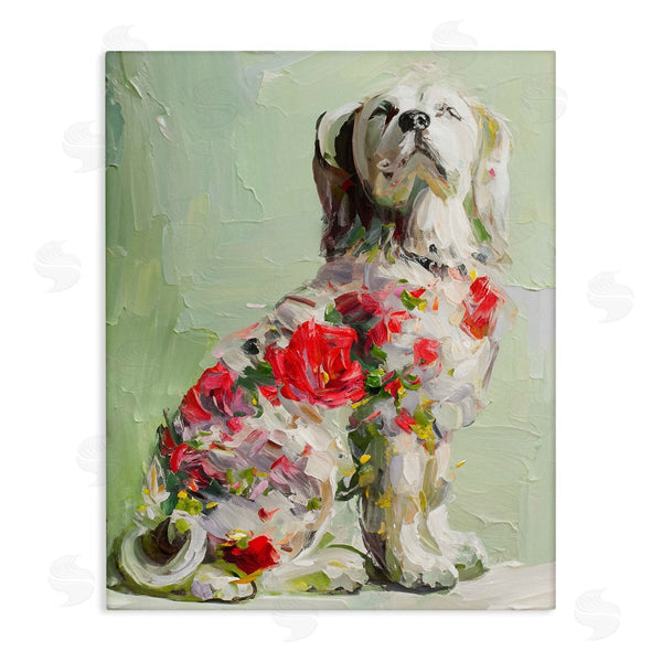 stupell industries Lil' Rue | Floral Daubed Dog
