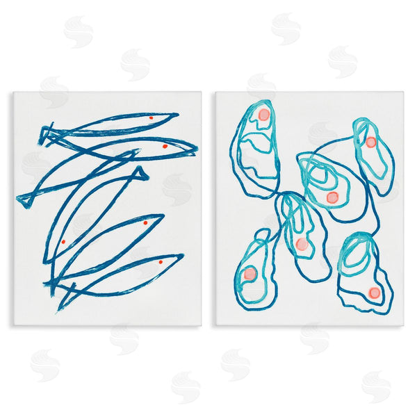 stupell industries Lil' Rue | Minimal Fish & Oysters
