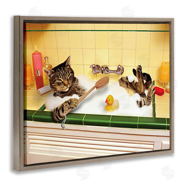 Stupell Industries Lund Roeser | Cat Bathing In Tub