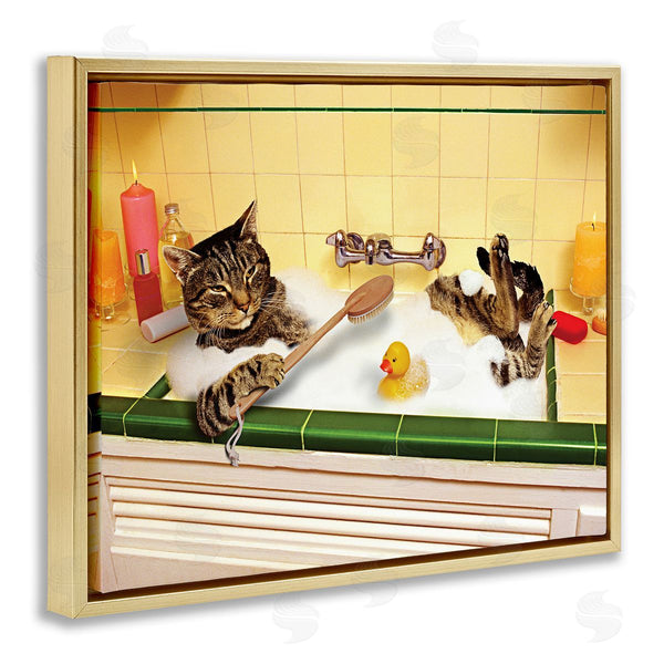 Stupell Industries Lund Roeser | Cat Bathing In Tub