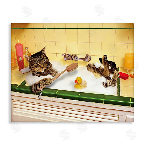 stupell industries Lund Roeser | Cat Bathing in Tub