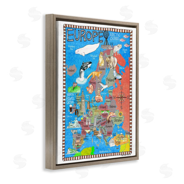Stupell Industries Marley Ungaro | Europe Animal Map