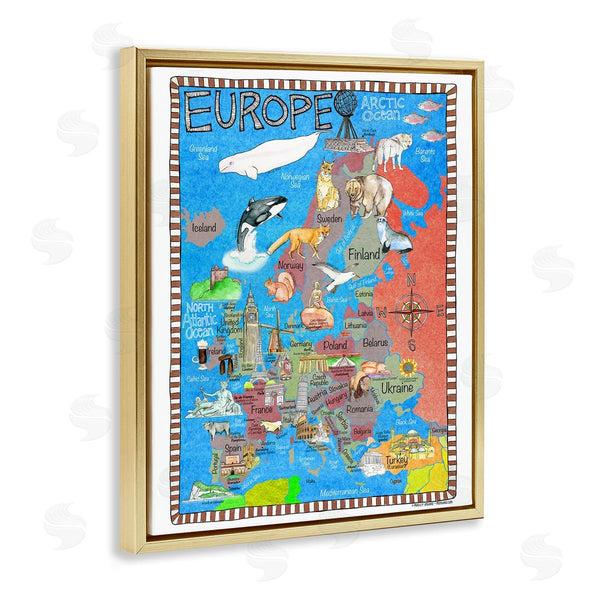 Stupell Industries Marley Ungaro | Europe Animal Map