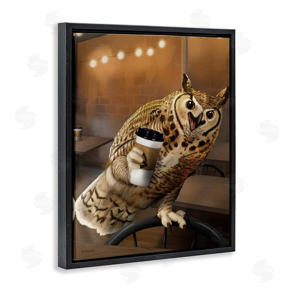 Stupell Industries Mehu Art | Owl With Coffee Cup