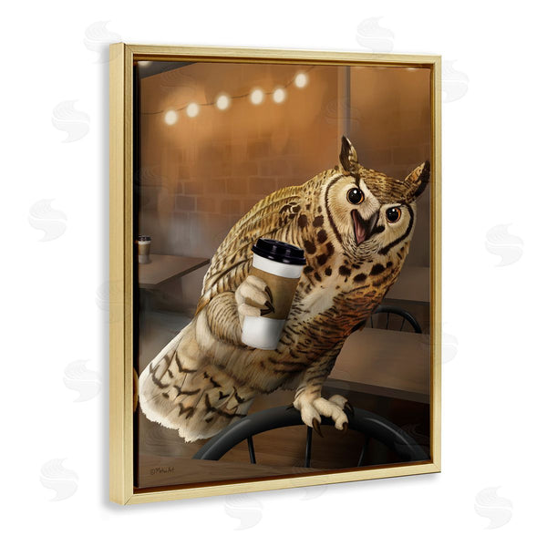 Stupell Industries Mehu Art | Owl With Coffee Cup