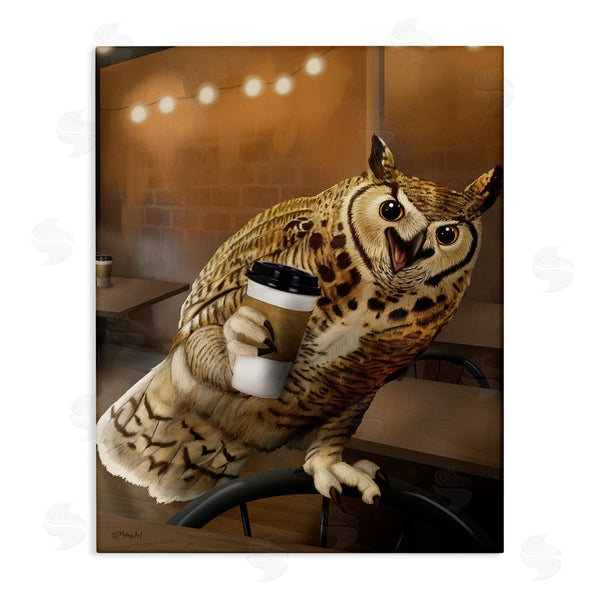 stupell industries Mehu Art | Owl with Coffee Cup