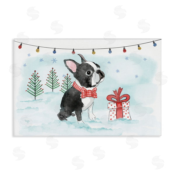 stupell industries Mollie B. | Snowy Boston Terrier