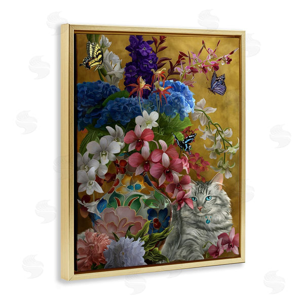 Stupell Industries Nene Thomas | Gilded Cat & Flowers