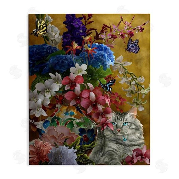 stupell industries Nene Thomas | Gilded Cat & Flowers