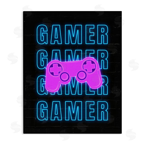stupell industries Nina Blue | Neon Gamer Words