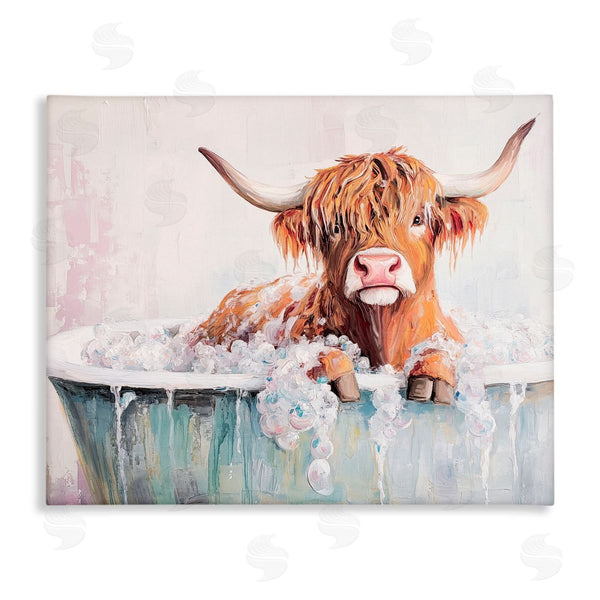 stupell industries Nina Blue | Wooly Cattle Bathtub