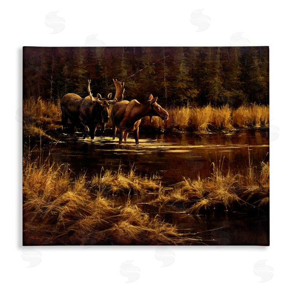 stupell industries Paco Young | Moose Pair at Stream