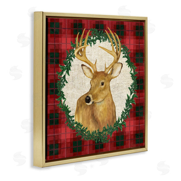 Stupell Industries Paul Brent | Deer On Plaid & Wreath