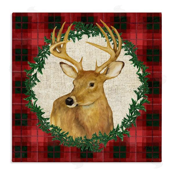 stupell industries Paul Brent | Deer on Plaid & Wreath