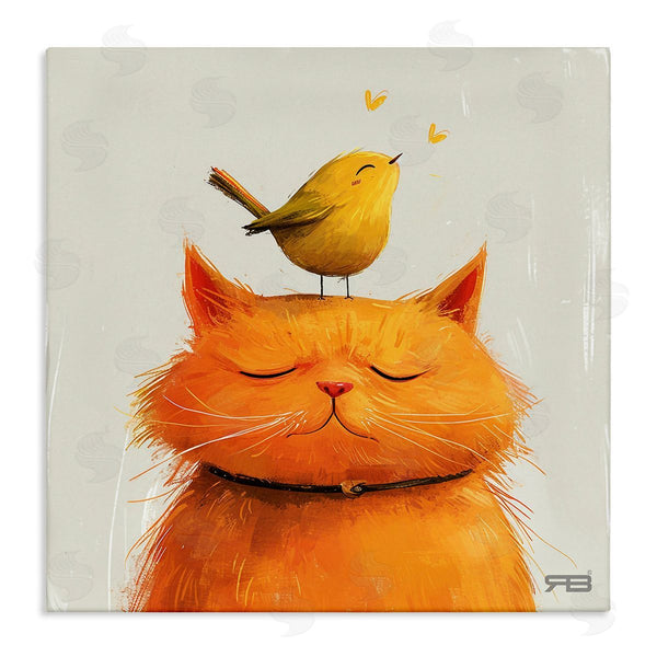 stupell industries RB | Bird Perched on Cat Wall Art
