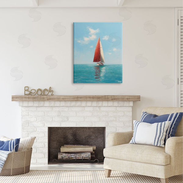 Stupell Industries RB | Red Sailboat On Sea Wall Art