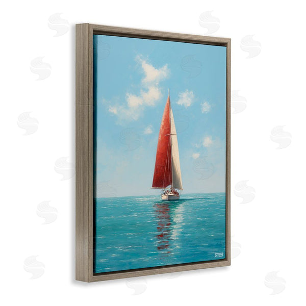Stupell Industries RB | Red Sailboat On Sea Wall Art