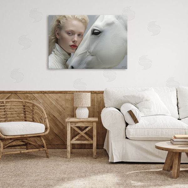 Stupell Industries RB | White Horse & Woman Wall Art