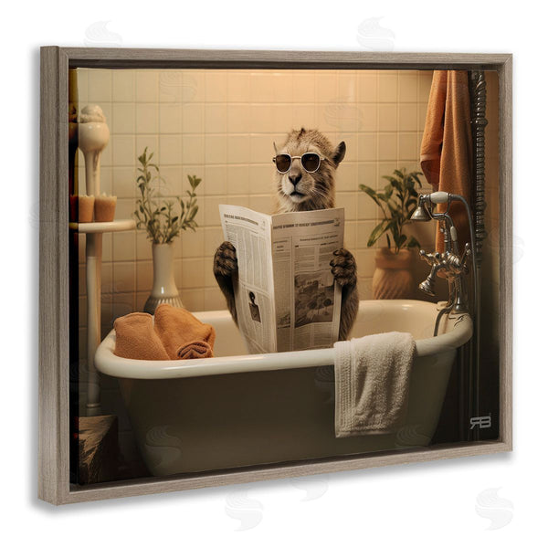 Stupell Industries RB | Wild Cat In Bathtub Wall Art