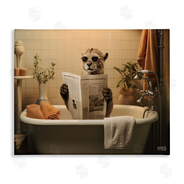stupell industries RB | Wild Cat in Bathtub Wall Art