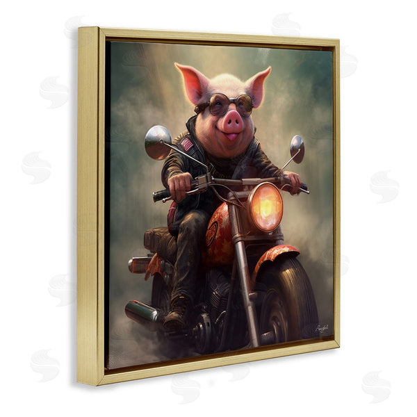 Stupell Industries Roozbeh | Biker Pig On Motorcycle