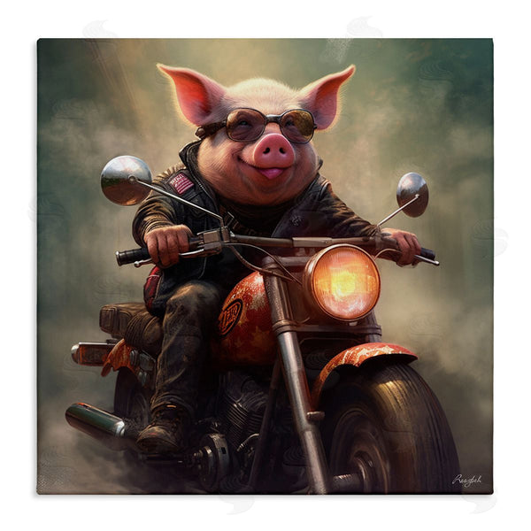 stupell industries Roozbeh | Biker Pig on Motorcycle