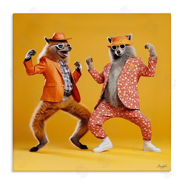 stupell industries Roozbeh | Dancing Foxes on Yellow