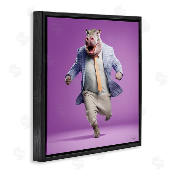 Stupell Industries Roozbeh | Dancing Hippo On Purple