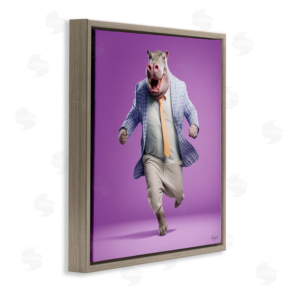 Stupell Industries Roozbeh | Dancing Hippo On Purple