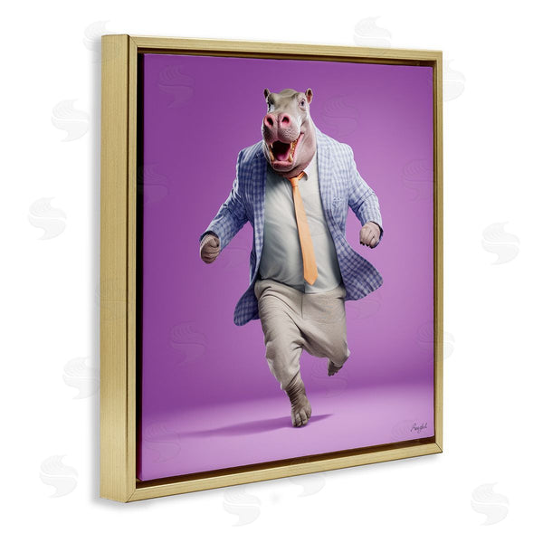 Stupell Industries Roozbeh | Dancing Hippo On Purple