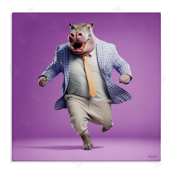 stupell industries Roozbeh | Dancing Hippo on Purple