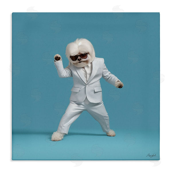 stupell industries Roozbeh | Dog Dancing on Blue