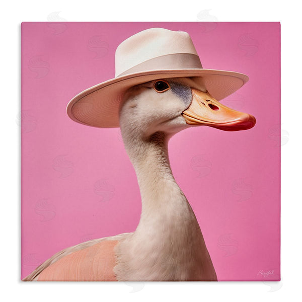 stupell industries Roozbeh | Duck in Hat on Pink
