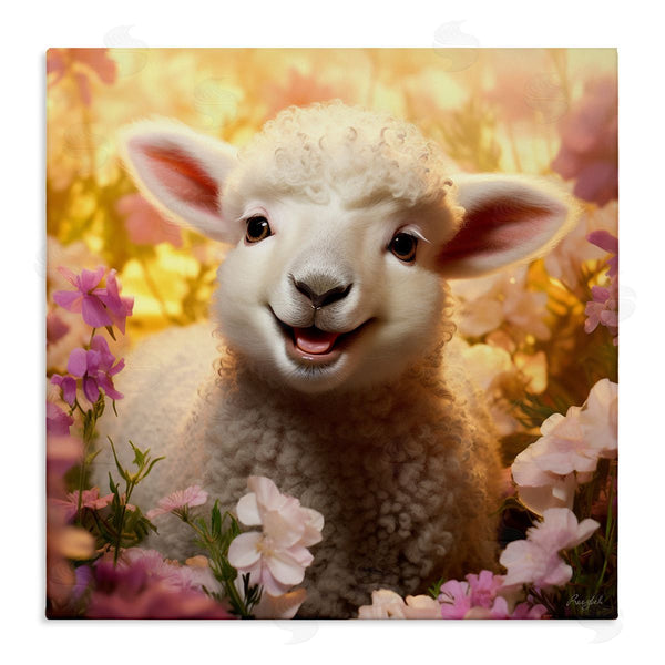 stupell industries Roozbeh | Lamb in Flower Meadow