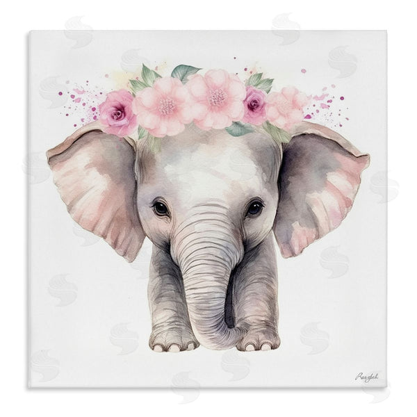 stupell industries Roozbeh | Pink Floral Elephant