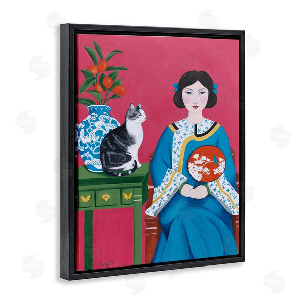 Stupell Industries Sally B | Woman And Cat Painting
