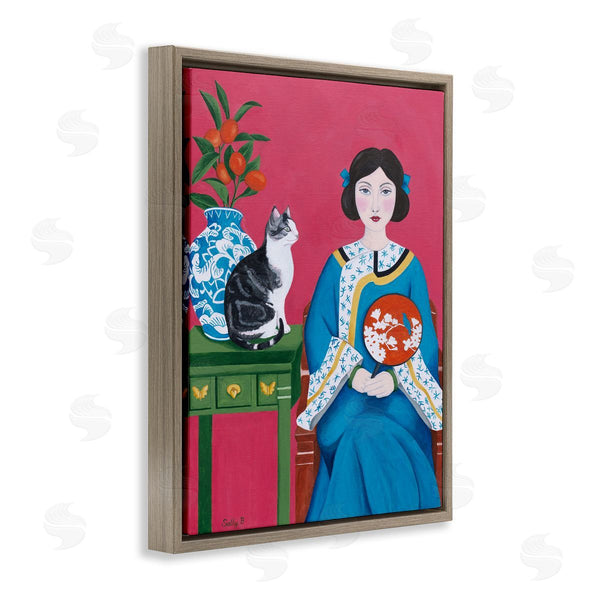 Stupell Industries Sally B | Woman And Cat Painting