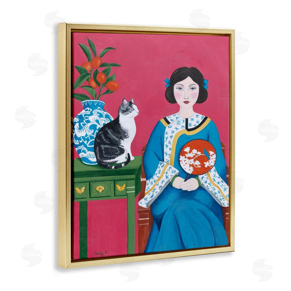 Stupell Industries Sally B | Woman And Cat Painting