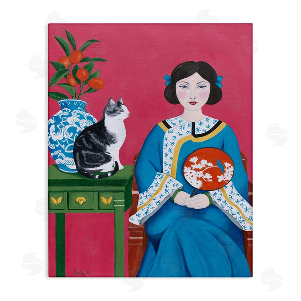 stupell industries Sally B | Woman And Cat Painting