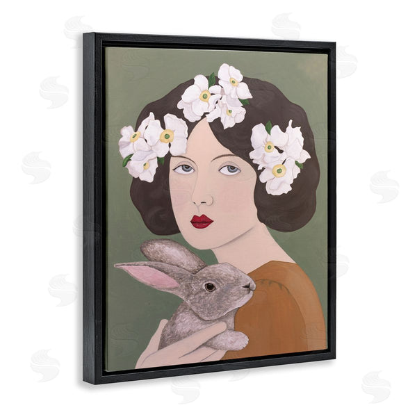 Stupell Industries Sally B | Woman And Rabbit Floral
