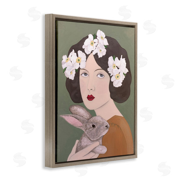 Stupell Industries Sally B | Woman And Rabbit Floral