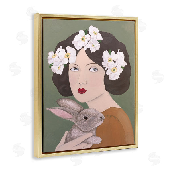Stupell Industries Sally B | Woman And Rabbit Floral
