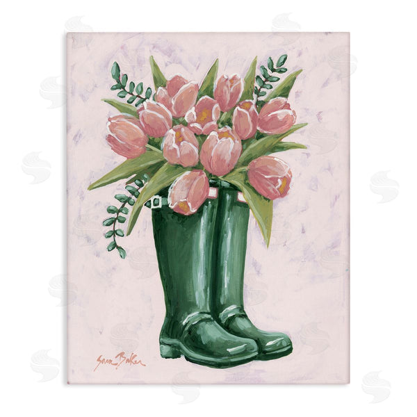 stupell industries Sara Baker | Pink Tulips in Boots