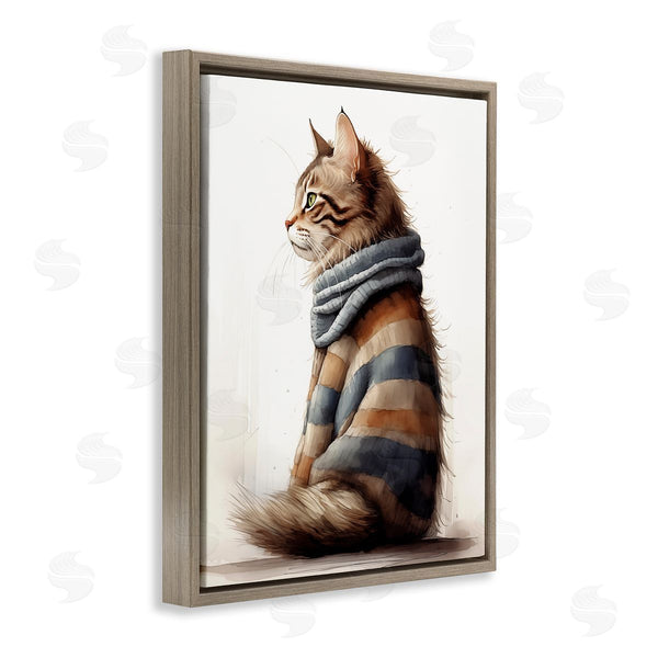 Stupell Industries Sasha | Cat In Striped Sweater