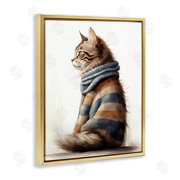 Stupell Industries Sasha | Cat In Striped Sweater