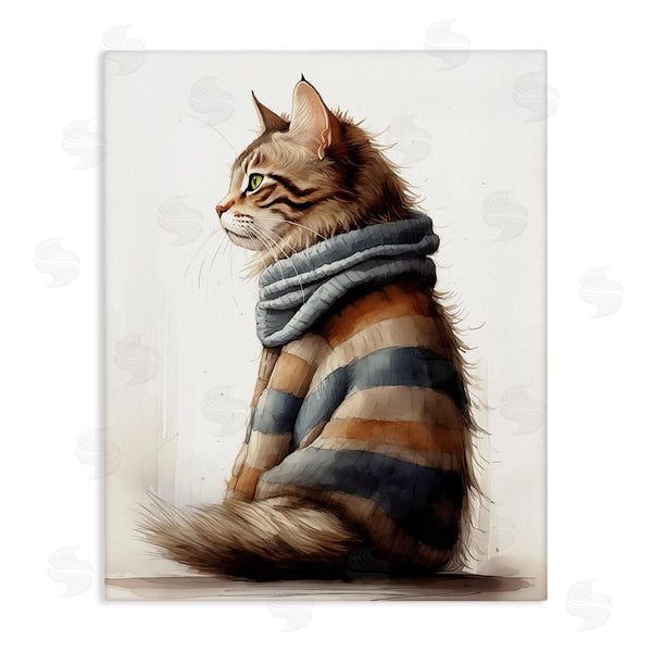 stupell industries Sasha | Cat in Striped Sweater