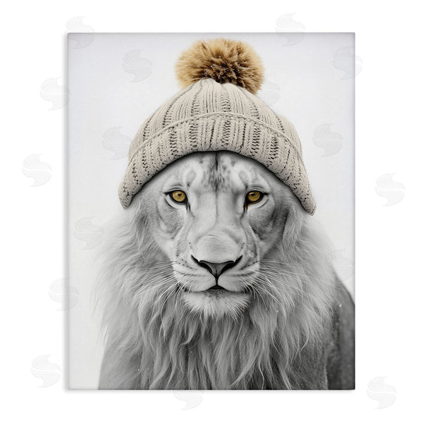 stupell industries Sasha | Lion in Winter Hat